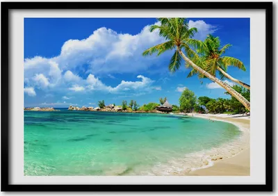 Produktbild von Bild - Bilderrahmen - 100 cm x 70 cm - MDF - Rahmen - Foto - Wandkunst Seychellen-Strand