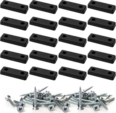 Image de Pieds de meuble en plastique, couleur noire, lot de 20, dimensions 48 x 20 x 10,5 mm, pour chaises et armoires