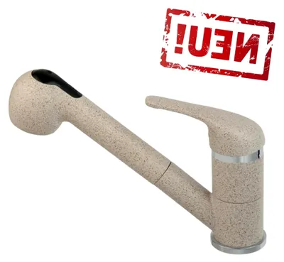 Produktbild von Ausziehbare Sandbeige Granit Küchenarmatur mit Geschirrbrause