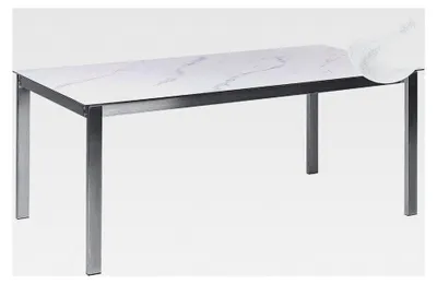 Produktbild von Gartentisch aus Glas und Keramik in Marmor-Optik 180x90 cm mit Edelstahlgestell