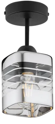 Produktbild von KAR-LIGHTING Deckenleuchte 1-flammig Schwarz/Silber, Glas und Metall, für Innenräume – E27-Fassung, geeignet für Wohnzimmer, Küche, Büro