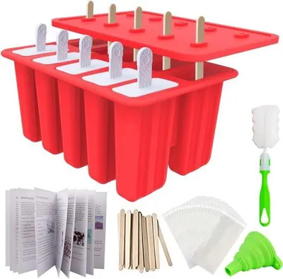 Produktbild von Silikonische IJslollyformen für gefrorenes Eis, BPA-frei, 50 Stück, 50 Beutel, 10 wiederholbar, Eisschalen und Rezepte