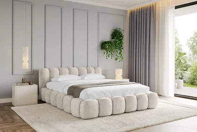 Produktbild von ALTDECOR Polsterbett mit Matratze H3/H4 und Bettkasten SENA v1 - 180x200 Beige - Bett mit Lattenrost, Kopfteil, Boxbett, Doppelbett mit Stauraum