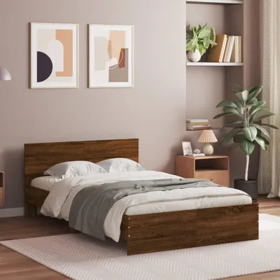 Produktbild von Design Bettgestell mit Kopfteil Braun Eiche-Optik 120x190 cm, Klassische Betten 2024 Neu