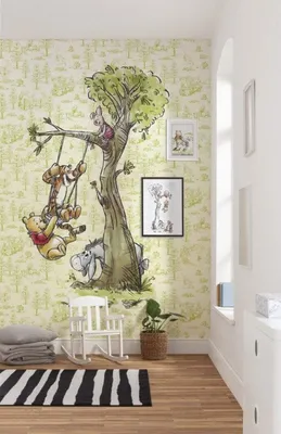 Zdjęcie produktu dla Komar fototapeta flizelinowa "Kubuś Puchatek w lesie" - rozmiar: 200 x 280 cm (szerokość x wysokość), 4 panele