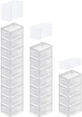 Produktbild von SuperSparSet 20x Transparenter Eurobehälter LightLine mit offenem Griff und Scharnierdeckel | HxBxT 22x30x40cm | 24 Liter | Eurobox, Transportbox, Transportbehälter, Stapelbehälter