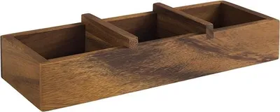Produktbild von APS 11727 Holzbox TABLE, Akazienholz, 23,5 x 8,5 cm, Höhe 4,5 cm, 3 Fächer (Innenmaß je Fach 6,5 x 6,5 cm)