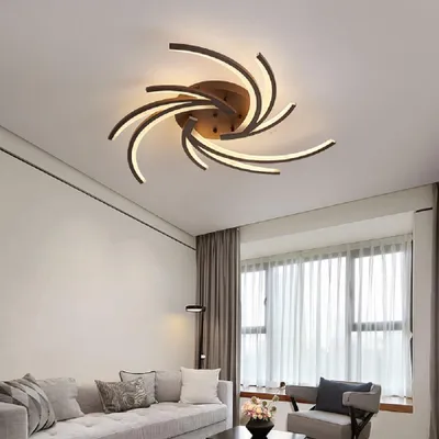 Produktbild von LED Deckenleuchte 2042K-3 Ø 87cm 72W mit Fernbedienung Lichtfarbe/ Helligkeit einstellbar weißer Acryl-Schirm kaffefarbe lackierte Metallrahmen Modernes Design
