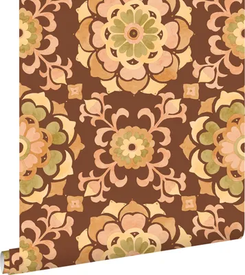 Productafbeelding van ESTAhome behang tegelmotief bruin en geel 50 x 900 cm