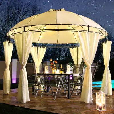 Produktbild von LED - Pavillon Ø 350cm Lavo Garten Pavillion Rund Solar Pavilion Gartenzelt Designer Pavilon - anthrazit
