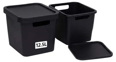 Produktbild von Plastard Aufbewahrungsbox mit Deckel 2er-Set 12,5 Liter in Schwarz