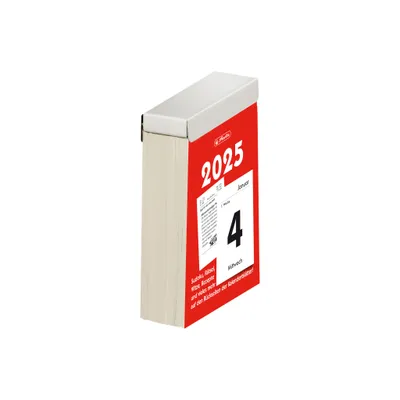 Produktbild von Herlitz Abreißkalender Gr.4 2025Mix 6.5 x 10 cm, Wand, Abreißen, Rot, Weiß, Deutsch, Tag, 12 Monat( e)