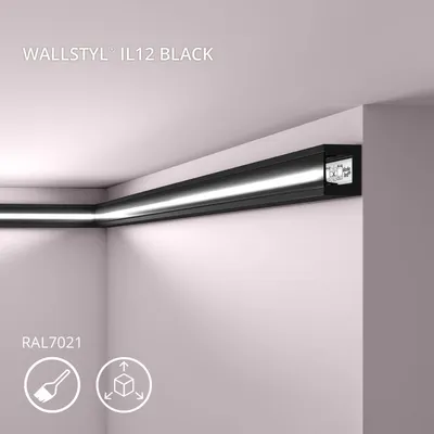 Produktbild von NMC IL12 BLACK WALLSTYL Eckleiste Wandleiste lackiert Indirekte Beleuchtung 2 m