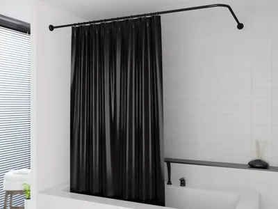 Produktbild von PEVA DUSCHVORHANG UNI SCHWARZ 120x200 cm, INKL. SCHWARZE DUSCHVORHANGRINGE
