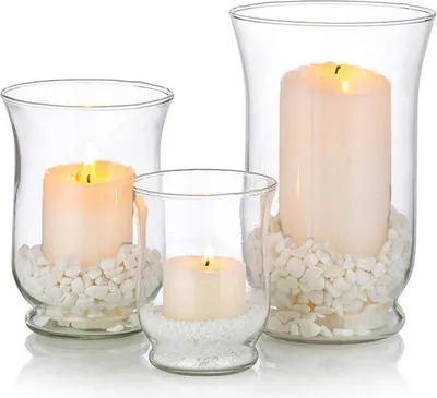 Zdjęcie produktu dla Zestaw szklanych świeczników (3 sztuki) Świecznik Hurricane wielokrotnego użytku Eleganckie przezroczyste szkło do dekoracji ślubu i domu
