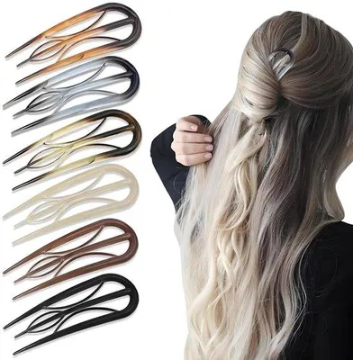 Produktbild von 6 Stück französischer Haarspangen – Retro V-förmige U-förmige Haarspangen mit Innentenner
