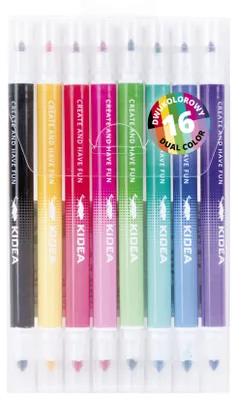 Obrázok produktu pre Dvojfarebné fixky, 8 ks, 16 farieb, Kidea