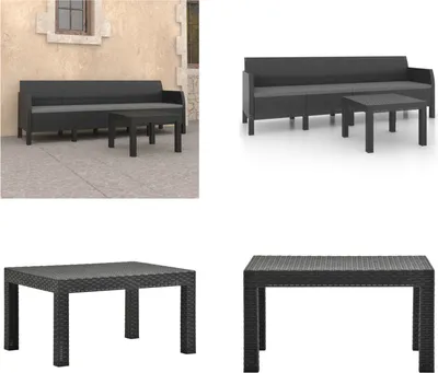 Immagine prodotto di vidaXL Set salotto da giardino 2 pezzi con cuscini PP rattan antracite - Set salotto da giardino - Set salotto da giardino - Set mobili da giardino - Set mobili da giardino