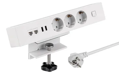 Immagine prodotto di Presa multipla a 3 vie con 2 porte USB e 2 porte Ethernet, 1,8 m