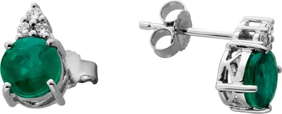 Produktbild von Smaragd Ohrstecker Weißgold 585 14K grüne Edelsteine Lab Grown Diamanten