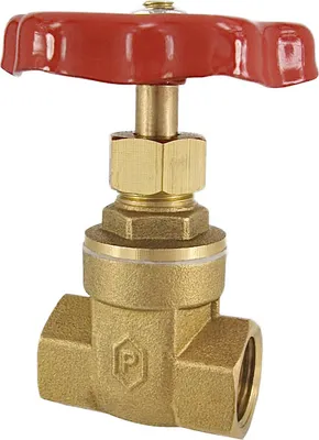 Produktbild von Heizungs-Muffenschieber aus Messing DN 40 -1 1/2" mit rotem Metallhandrad Heizungsschieber Absperrschieber : 1 1/2 Zoll Größe: 1 1/2 Zoll