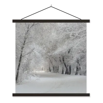 Produktbild von MuchoWow® Textilposter Bäume - Schnee - Winter 60x60 cm mit schwarzem Rahmen - Posteraufhänger