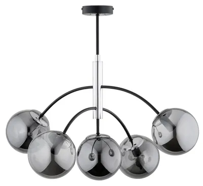 Obrázek produktu pro Závěsné svítidlo ARINI s grafitovými koulemi, černé, 5xE14x10W, kov, rozměry: 57x68x68 cm, IP20, Alfa