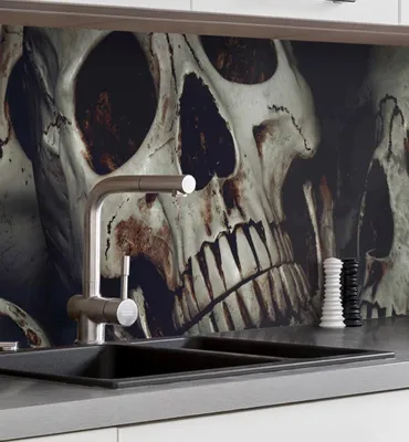 Produktbild von Küchenrückwand selbstklebend Totenkopfgrube Spritzschutz Folie 400 x 60cm