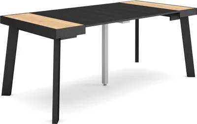 Produktbild von Ausziehbarertisch, 180x90x73cm, Für 8 Gäste, Hölzerne Beine, Eiche Schwarz