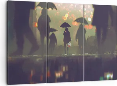 Produktbild von Bild auf Leinwand - Leinwandbild - Straße Regen Wasser - 105x70cm - Wand Bild - Wanddeko - Leinwanddruck - Bilder - Kunstdruck - Wanddekoration - Leinwand bilder - Wandkunst - CE105x70-3885