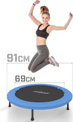 Produktbild von Physionics® Fitness Trampolin - Durchmesser Ø 91cm, Indoor und Outdoor, max: 100 KG, mit Randabdeckung - Kindertrampolin, Gartentrampolin, Mini Trampolin