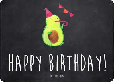 Produktbild von Mr. & Mrs. Panda tafel Avocado Geburtstag DIN A5 - Kreidetafel - Geschenk, Happy Birthday, Türschild, Party, Schild, Wandbild, Blechschild, Feier, Magnetschild