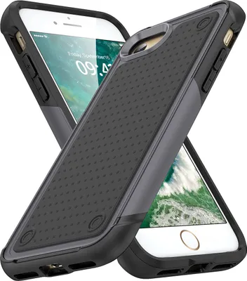 Produktbild von Für iPhone 8 / 7 /iPhone SE 2020 / SE 2022 Hülle Militärqualität Stoßfest Hybrid 2 in 1 Hart PC Weich TPU Handyhülle Grau Schwarz