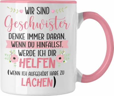 Produktbild von Trendation - Schwester Bruder Tasse Geschenk Geburtstag Sprüche Geschenkidee von Schwester Bruder (Rosa)