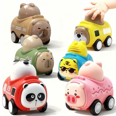 Image de Petites voitures Capybara pour enfants – Lot de 6 voitures « Press-and-Go » à partir de 1 an