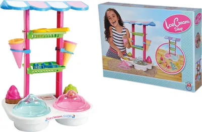 Produktbild von zestaw do zabawy ze stojakiem na lody 46 cm 12-częściowy różowy/biały