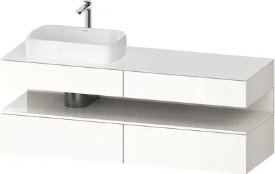 Produktbild von Duravit Qatego Konsolenwaschtischunterbau, 2 Auszüge, 2 Schubkästen, Ausschnitt links, 1600x550x600mm, Nische Weiß hochglänzend, QA4777022220010