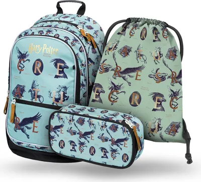 Produktbild von BAAGL Core Harry Potter Fantastic Beasts Rucksack-Set 3tlg: Rucksack, Federmäppchen, Turnbeutel