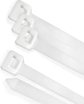 Obrázek produktu pro Příruba je vyrobena ze 100 % nylonu. Barva bílá / přírodní 7,5 x 450 mm. 100 kusů. Plastová svorka, organizér kabelů, vysoká odolnost