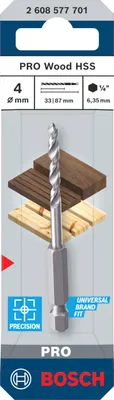 Produktbild von PRO Wood HSS-Holzspiralbohrer, 4x35x87 mm