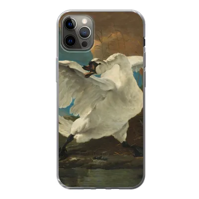Produktbild von MuchoWow® Handyhülle Schutzhülle Hülle für iPhone 12 Pro Max Der bedrohte Schwan - Gemälde von Jan Asselijn Silikon Softcase Handy Hülle - Hartschale