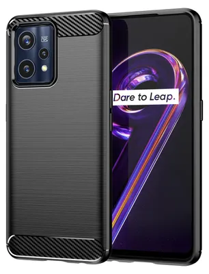 Produktbild von Realme 9 Hülle, Carbon-Faser TPU Silikon Stoßfest Schutzhülle für Realme 9 Schwarz