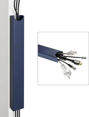 Produktbild von Desktronic Magnetischer Kabelkanal Schreibtisch, 37x5x2,5cm, Hochwertiger Stahl, Kabel Organizer für Kabelführung Blau