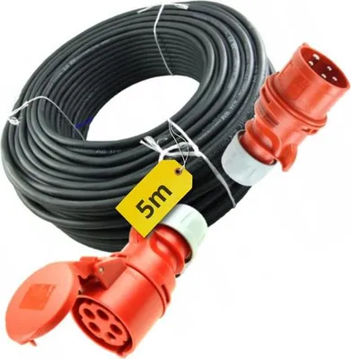 Image de Câble d'extension électrique 5x2,5 5 m 16 A Câble en caoutchouc avec prise et fiche H07 ONPD