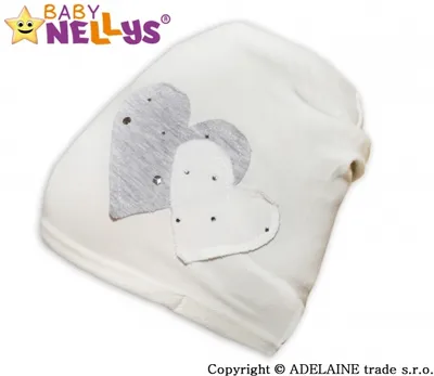 Obrázok produktu pre Baby Nellys Bavlnená čiapka Srdiečka - krémová
