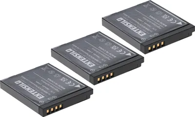 Produktbild von EXTENSILO 3x Akku kompatibel mit Panasonic Lumix DMC-FS16, DMC-FP7R, DMC-FS28, DMC-FS22, DMC-FS18, DMC-FP7A, DMC-FP7K Kamera (700 mAh, 3,7 V, Li-Ion)