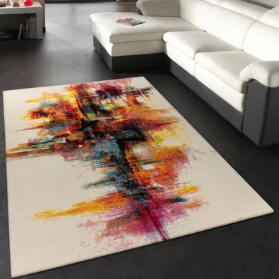Produktbild von Teppich Wohnzimmer Schlafzimmer Jugendzimmer Kurzflor Modern Vintage Bunt Abstrakte Muster Grösse 200x290 cm
