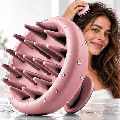 Produktbild von Kopfhautmassagebürste Silikonbürste - Rosa - Für Haarpflege und Kopfhautmassage