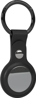 Produktbild von EAZY CASE Schutzhülle Anhänger kompatibel mit AirTag, Kunstleder Hülle zur Aufbewahrung von Airtags, mit Schlüsselanhänger, Kratzfest, Schlüsselanhänger, Stoßfest, Schwarz