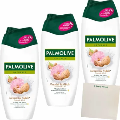 Produktbild von Palmolive Dusche Naturals Mandel & Milch 3er Pack (3x250ml Flasche) + usy Block